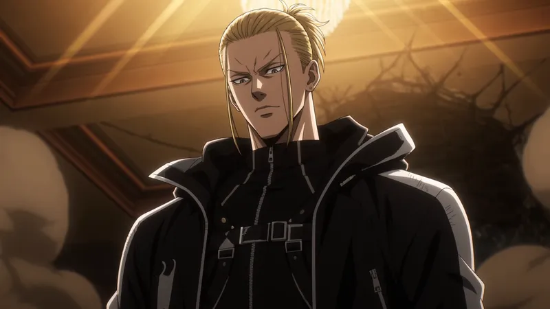 Erling Haaland towering as an anime titan, fists clenched, ready to strike